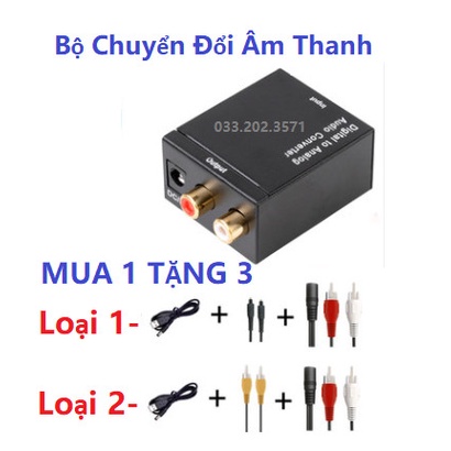 Bộ chuyển đổi âm thanh TV optical to audio AV ra của amply tặng Cáp quang 1m Optical Digital Hoặc dây AV