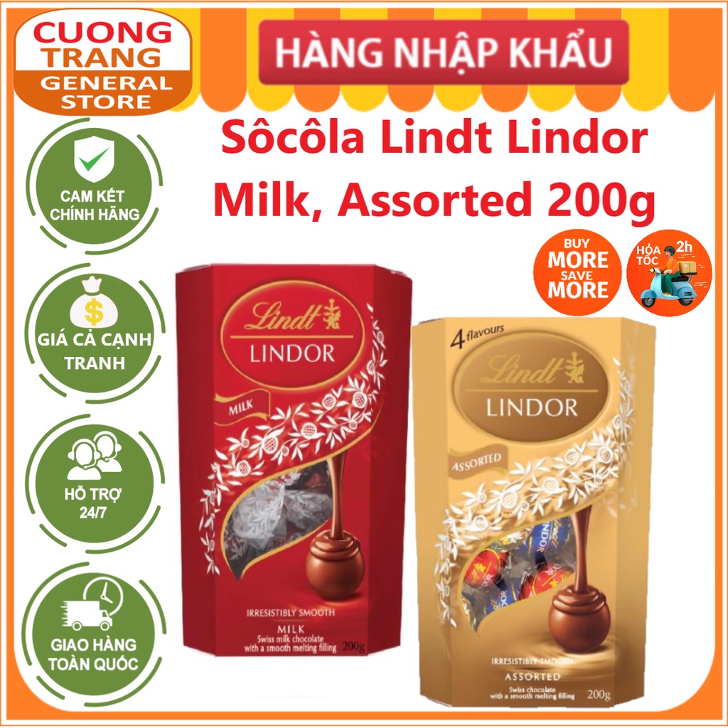 Hộp sôcôla lindt lindor corner milk, assorted 200g