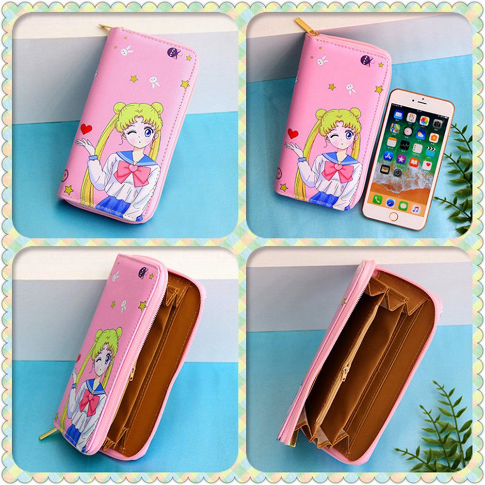 Sailor Moon Ví Dài Cầm Tay Có Khóa Kéo In Hình Thủy Thủ Mặt Trăng Cho Nữ