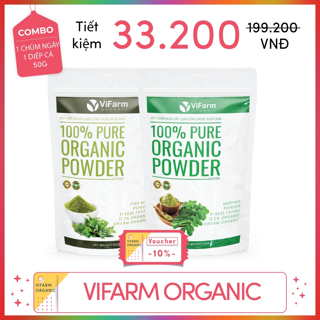 Bột Chùm Ngây Sấy Lạnh ViFarm 50Gram Nguyên Chất 100%, Bột Chùm Ngây Đắp Mặt, Dưỡng Da, Thải Độc Cơ Thể