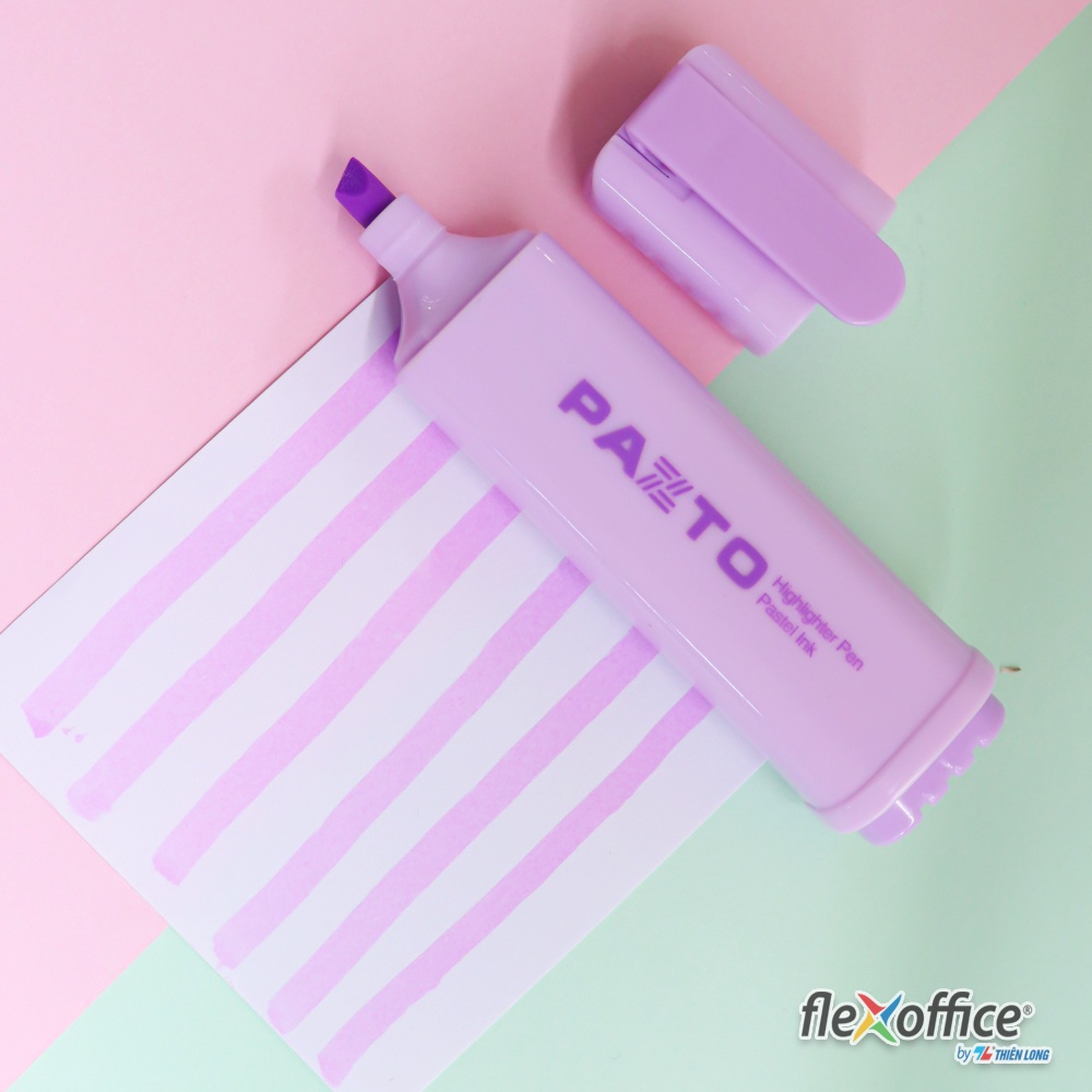 Bút dạ quang màu Pastel Thiên Long Flexoffice Pazto FO-HL009/VN - Rửa được - Không để lại vết khi Photocopy