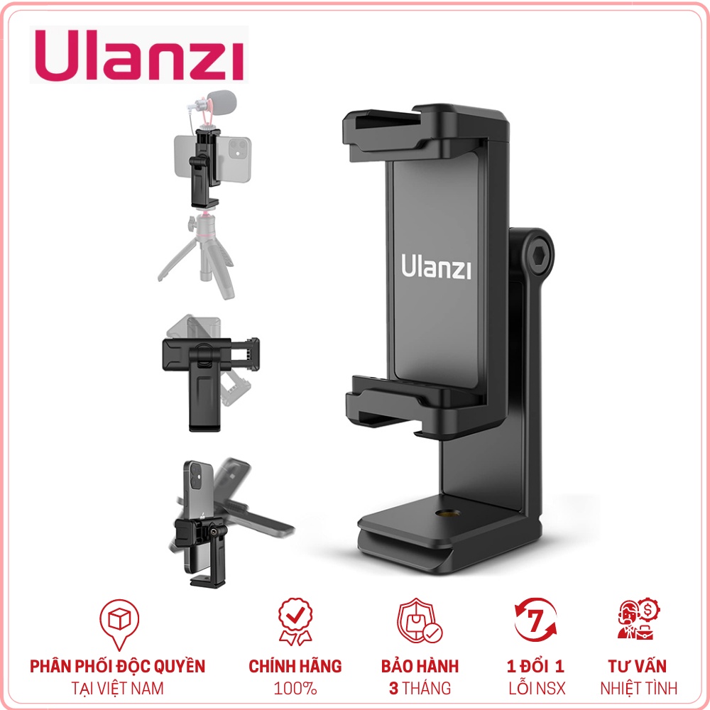 ULANZI ST-22 - HÀNG CHÍNH HÃNG - Ngàm kẹp điện thoại tích hợp 2 Cold shoe và xoay 360 độ