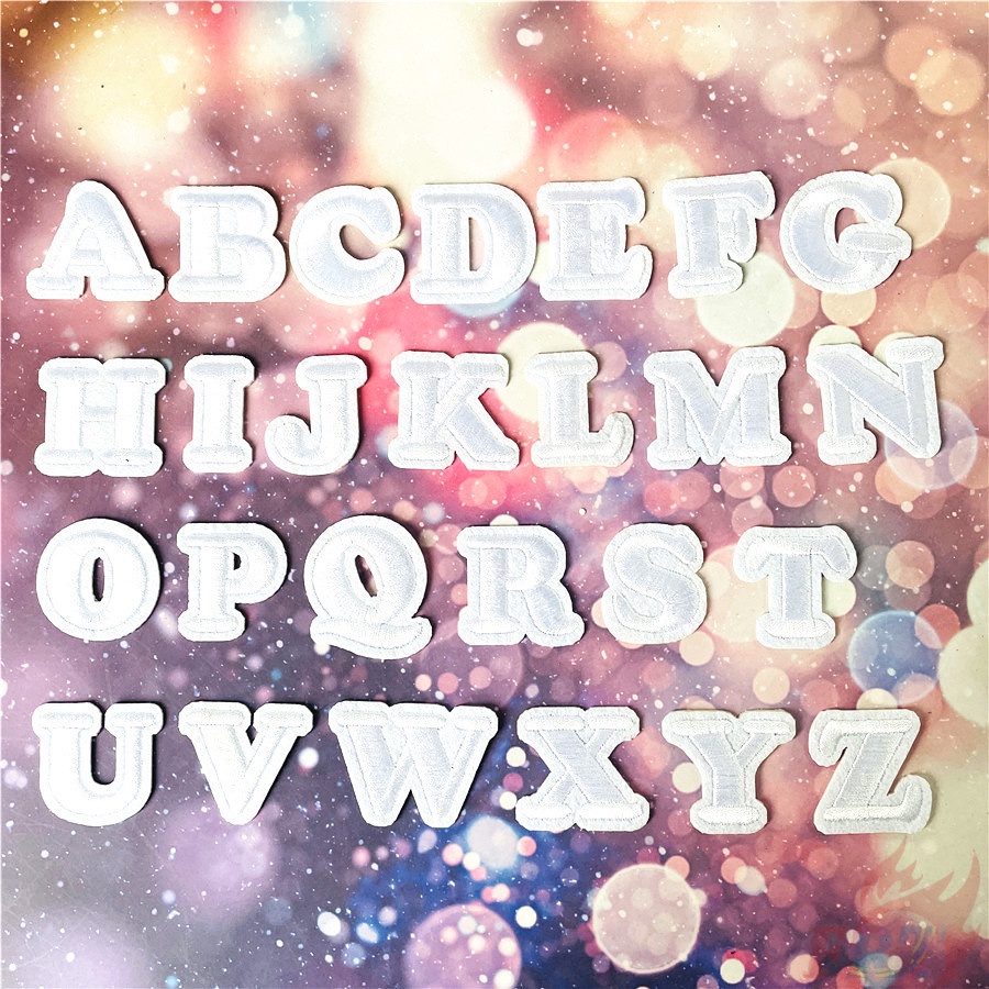 ❣️ Sticker Ủi Thêu Chữ Cái Tiếng Anh Màu Trắng ❣️1 Miếng Dán Ủi Quần Áo Hình Chữ Cái