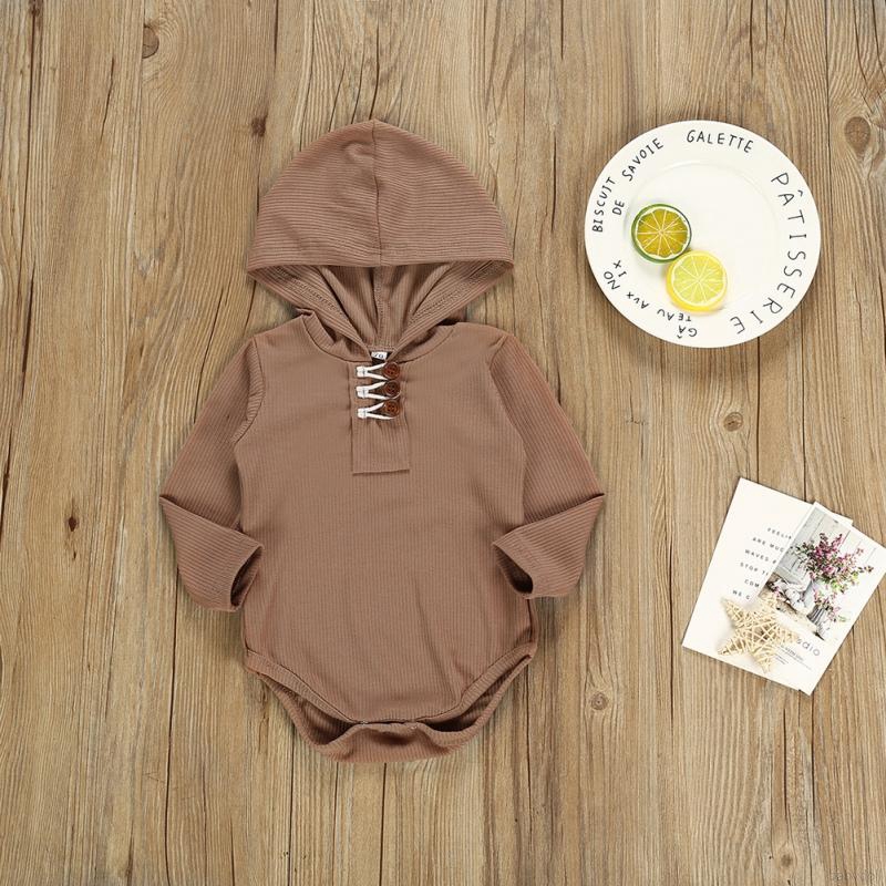 Jumpsuit Tay Dài Màu Trơn Cho Bé 0-12 Tháng Tuổi