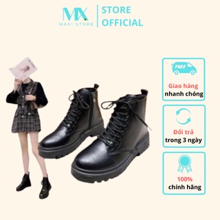 Giày boot nữ cổ ngắn 🧡HÀNG TRUNG🧡 thời trang màu đen siêu hót full box bill Maxi.Store