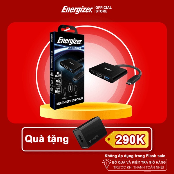 Bộ chuyển USB-C3.1 Hub Energizer USBA/USB-C/HDMI - HC303CV