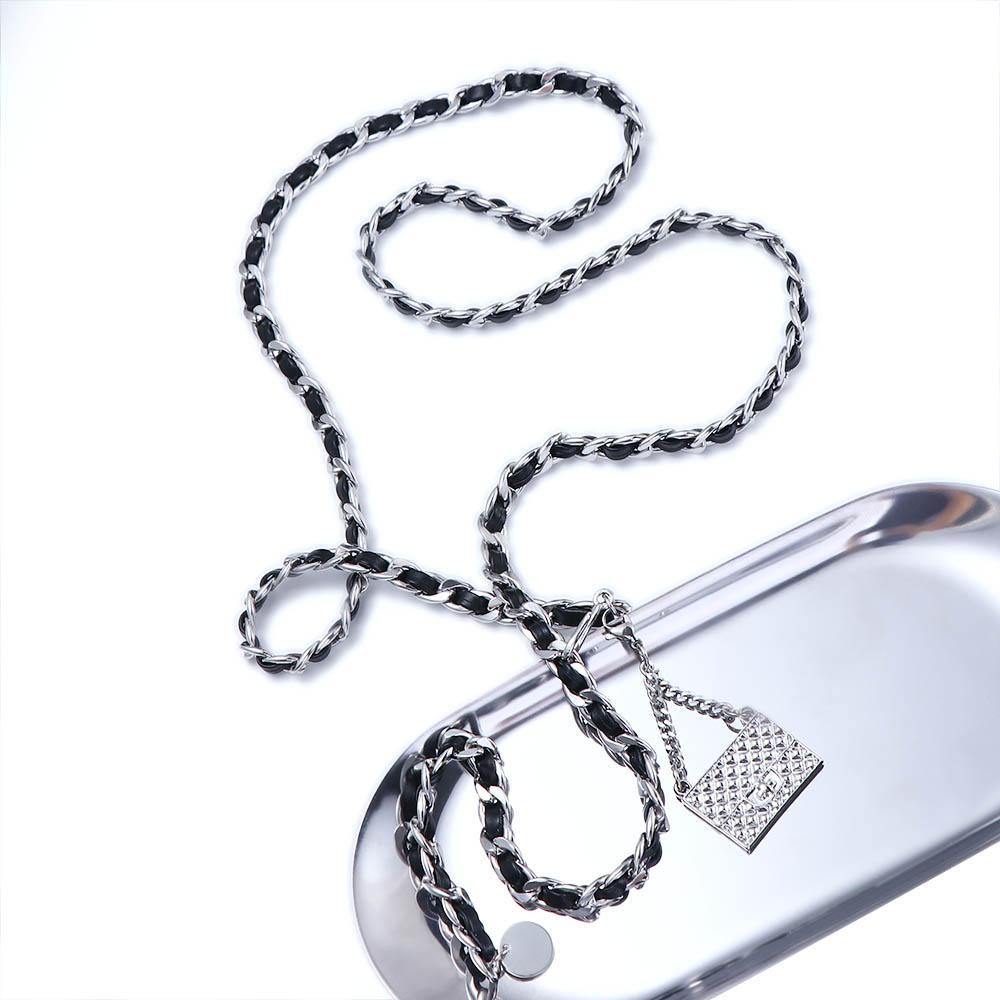 EXPEN Thắt Lưng Da PU Phối Xích Cá Tính Độc Đáo Dễ Phối Đồ