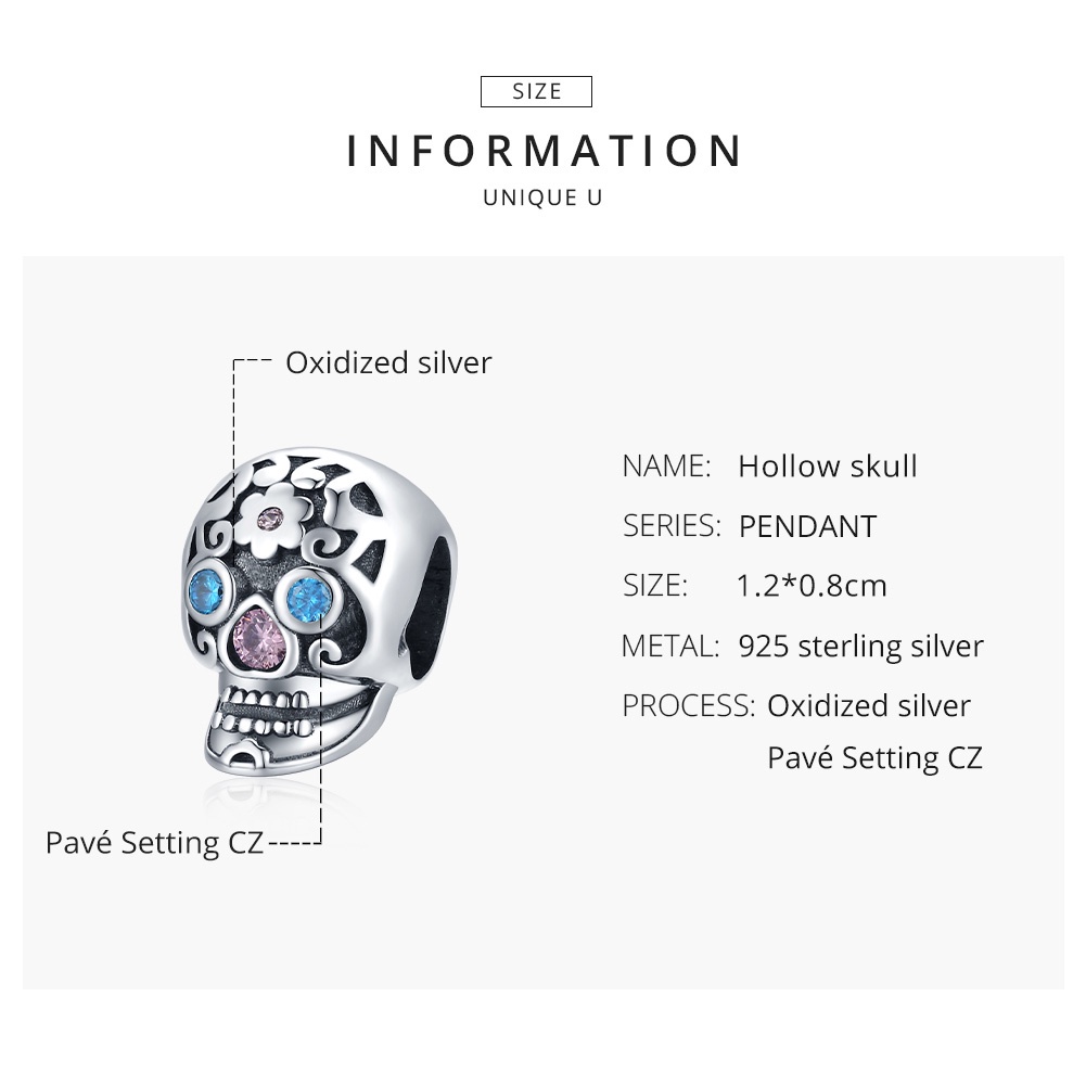 Hạt trang sức Bamoer BSC522 bằng bạc sterling 925 thiết kế 4 kiểu phong cách Halloween dùng làm đồ trang sức thủ công