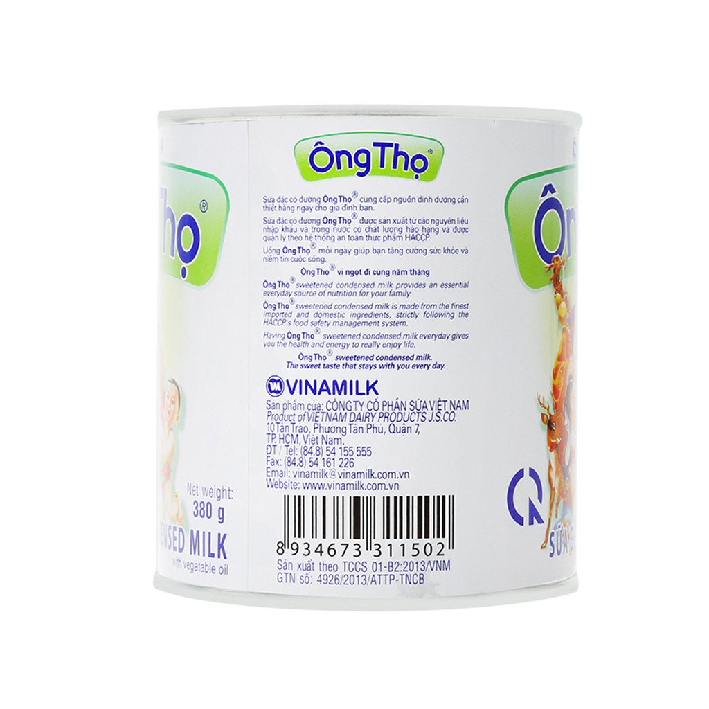 Sữa Ông Thọ trắng nhãn xanh lon 380g