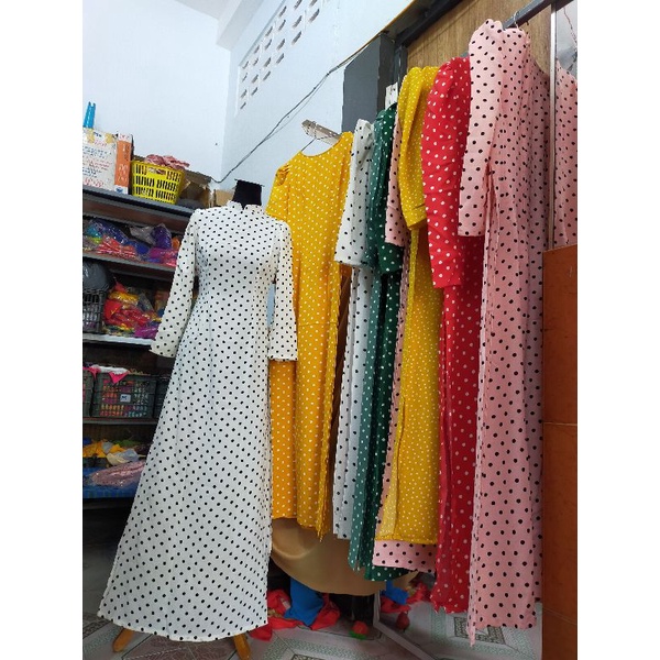 Áo Dài Chấm Bi Hottrend