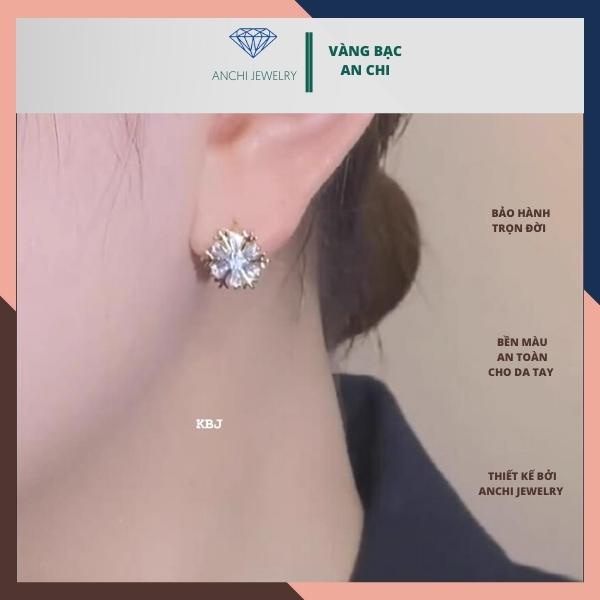 Bông tai hoa đá lấp lánh, chuẩn bạc ta sáng đẹp không xuống màu - Anchi jewelry