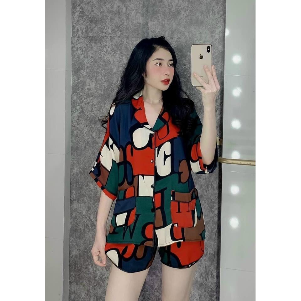 Set Bộ Pijama Nữ Set Bộ Pijama Siêu Hot Họa Tiết LẬP THỂ G5