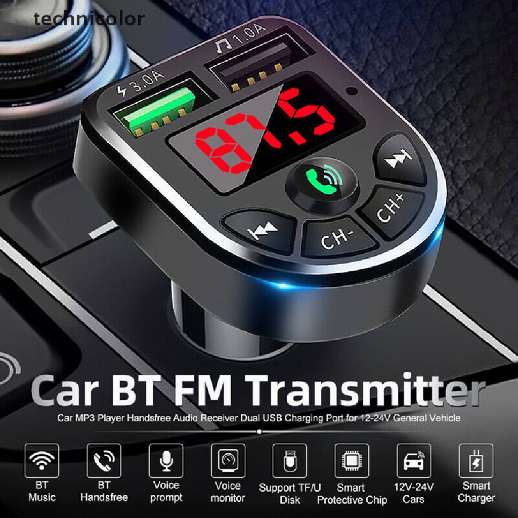 Tcvn Auto Bluetooth 5.0 FM Transmitter Car Kit MP3 Modulator Wireless Handsfree Audio Jelly