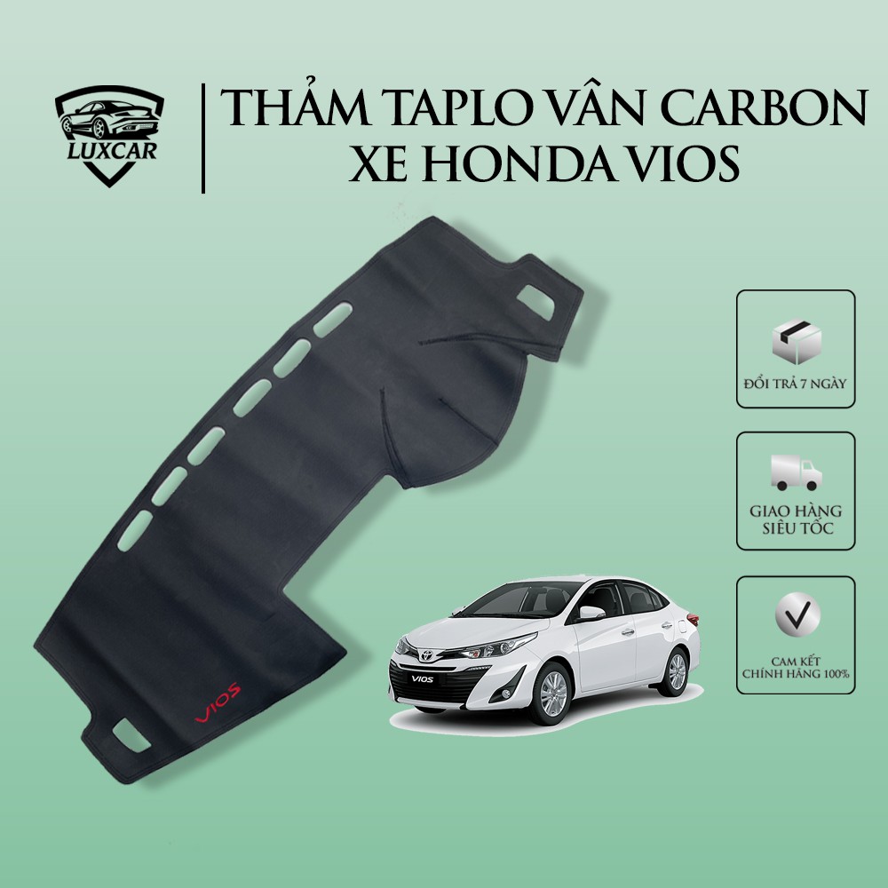 Thảm Taplo da Carbon xe TOYOTA VIOS 2014-2021 - Chống nóng, bảo vệ Taplo LUXCAR