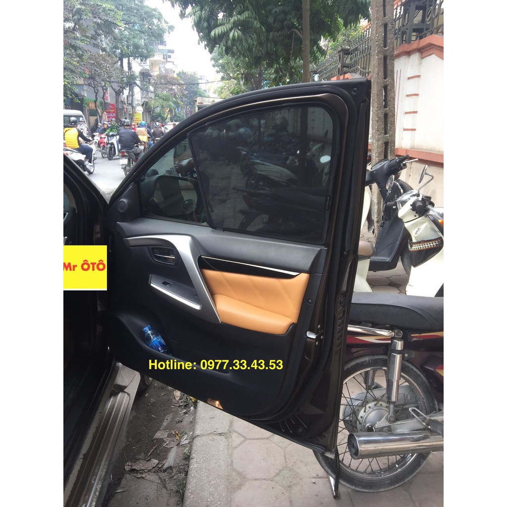 Rèm che nắng Nam châm Thiết kế theo xe Pajero Sport 2017-2021 Chuẩn from không hỏng Roang cao su Siêu mát xe.Lắp đặt dễ