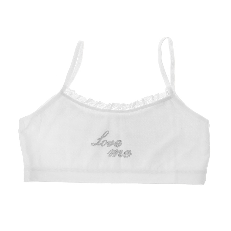 Áo Lót Thể Thao Hai Dây Bằng Vải Cotton Phối Ren Dành Cho Bạn Gái 8-12 Tuổi