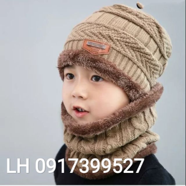 Nón Len mũ len trẻ em tặng kèm khăn thời trang Hàn Quốc