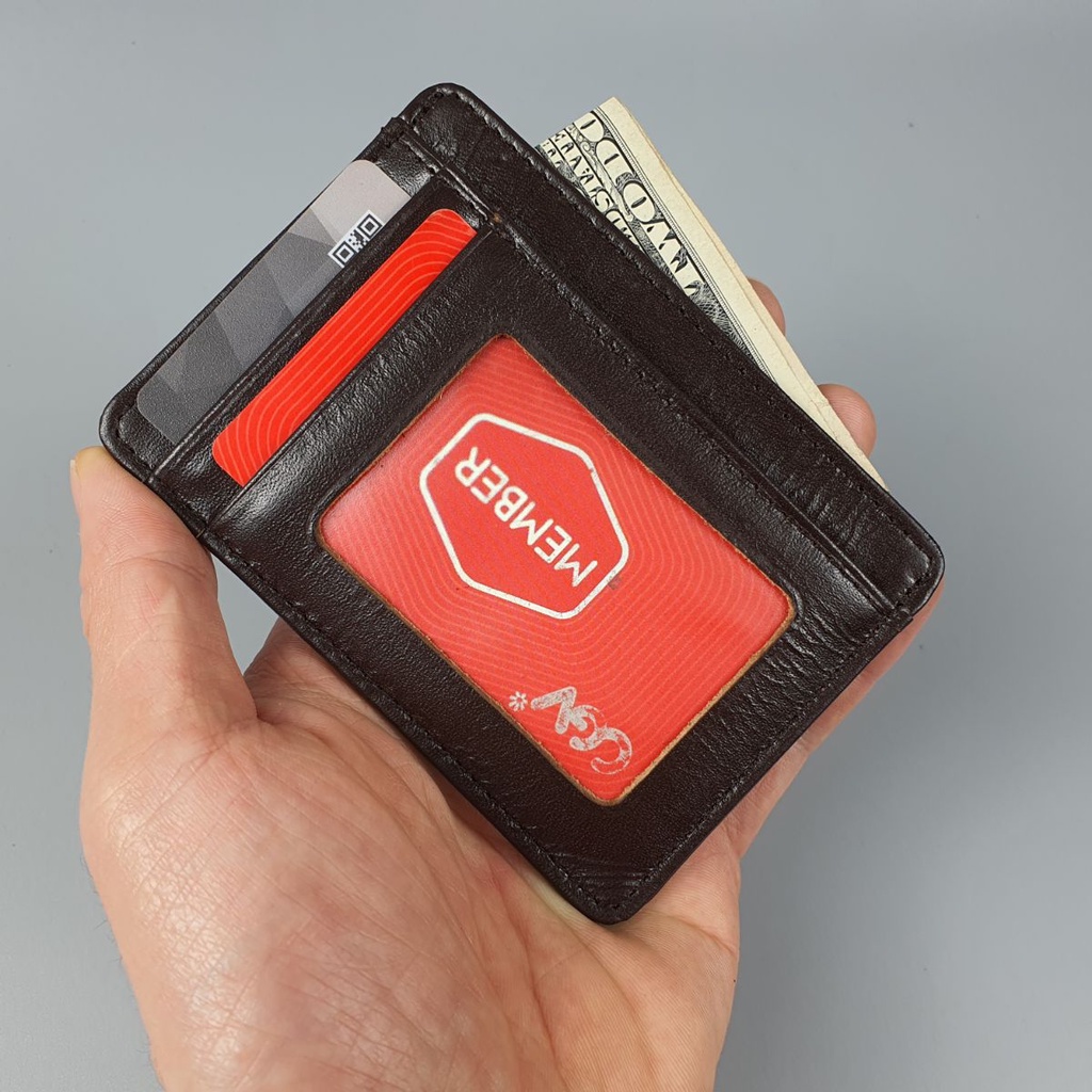 Ví card nam/nữ da bò thật CH108VB  - 100% da bò thật, BH 3 năm