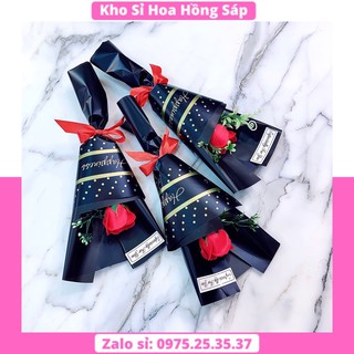 Hoa Sáp 003 Hoa Hồng Sáp Bó 1 Bông Giấy Đen Không Nhăn Đẹp