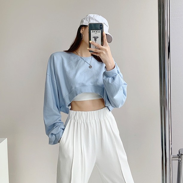 NZN Áo Sweater Tay Dài Cổ Tròn Màu Sắc Đơn Giản Cho Nữ