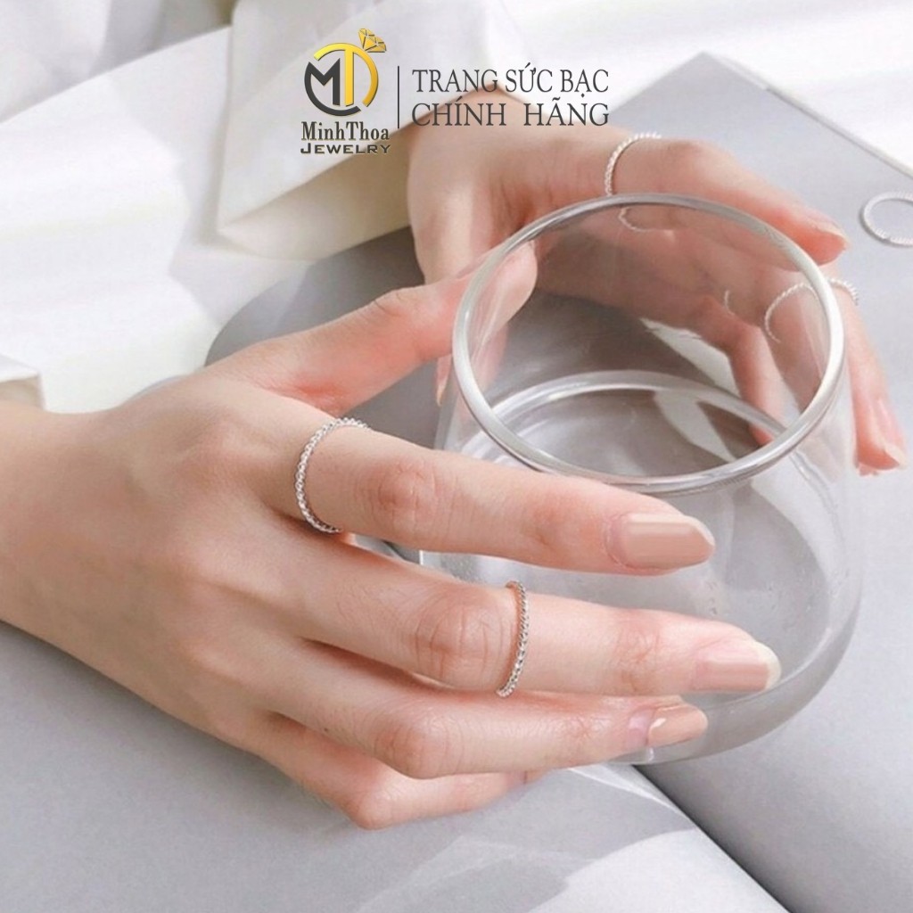 Nhẫn bạc nữ đẹp, nhẫn nữ xoắn trơn đơn giản bạc 925 trang sức Minh Thoa JEWELRY