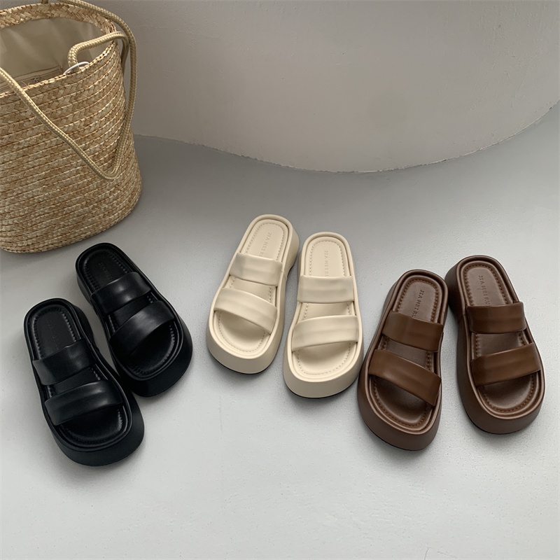 Dép Sandal Quai Ngang Ulzzang Đế Dày Thời Trang - DE005
