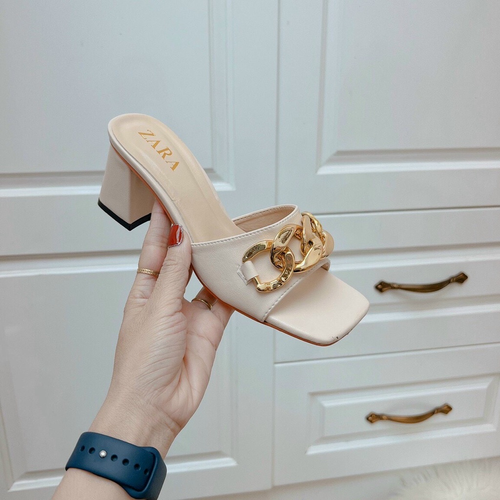 Guốc Nữ 5 Phân Trang Trí Xích Chuẩn Phom Size 35 - 39