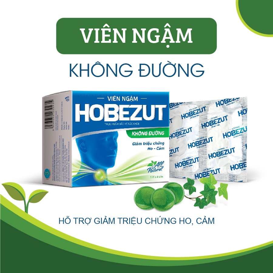 Viên Ngậm HOBEZUT Không Đường - Hộp 5 Vỉ X 4 Viên