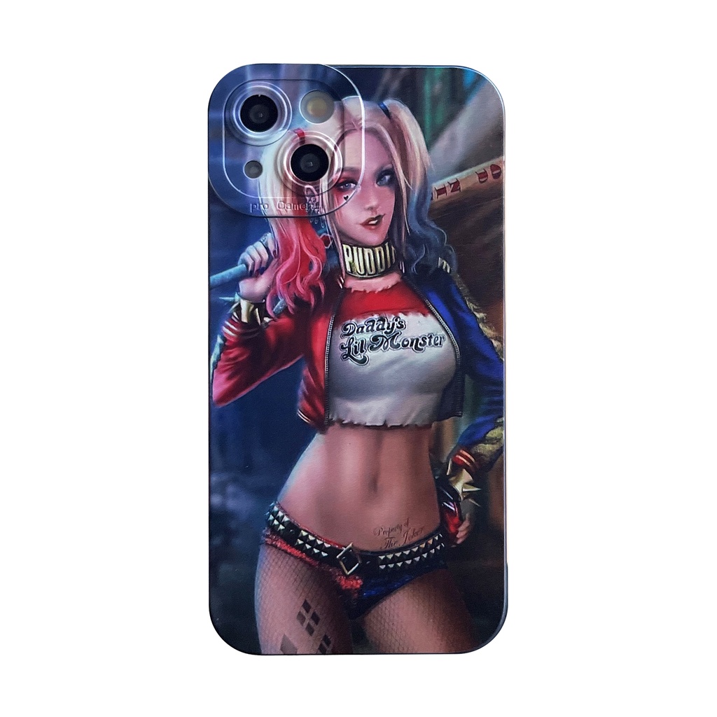 Ốp Điện Thoại Chống Sốc Hình Cô Gái Harley Thời Trang Cho iPhone 14 / 13 / 12 / 11 / XS / 8P / 7P