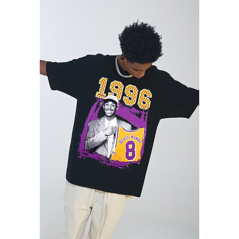 Áo Thun Tay Ngắn Màu Đen In Hình kobe 1996 Phong Cách vintage Mỹ