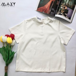 Áo nữ tay ngắn kiểu cơ bản cổ trụ basic top Maxy Workshop