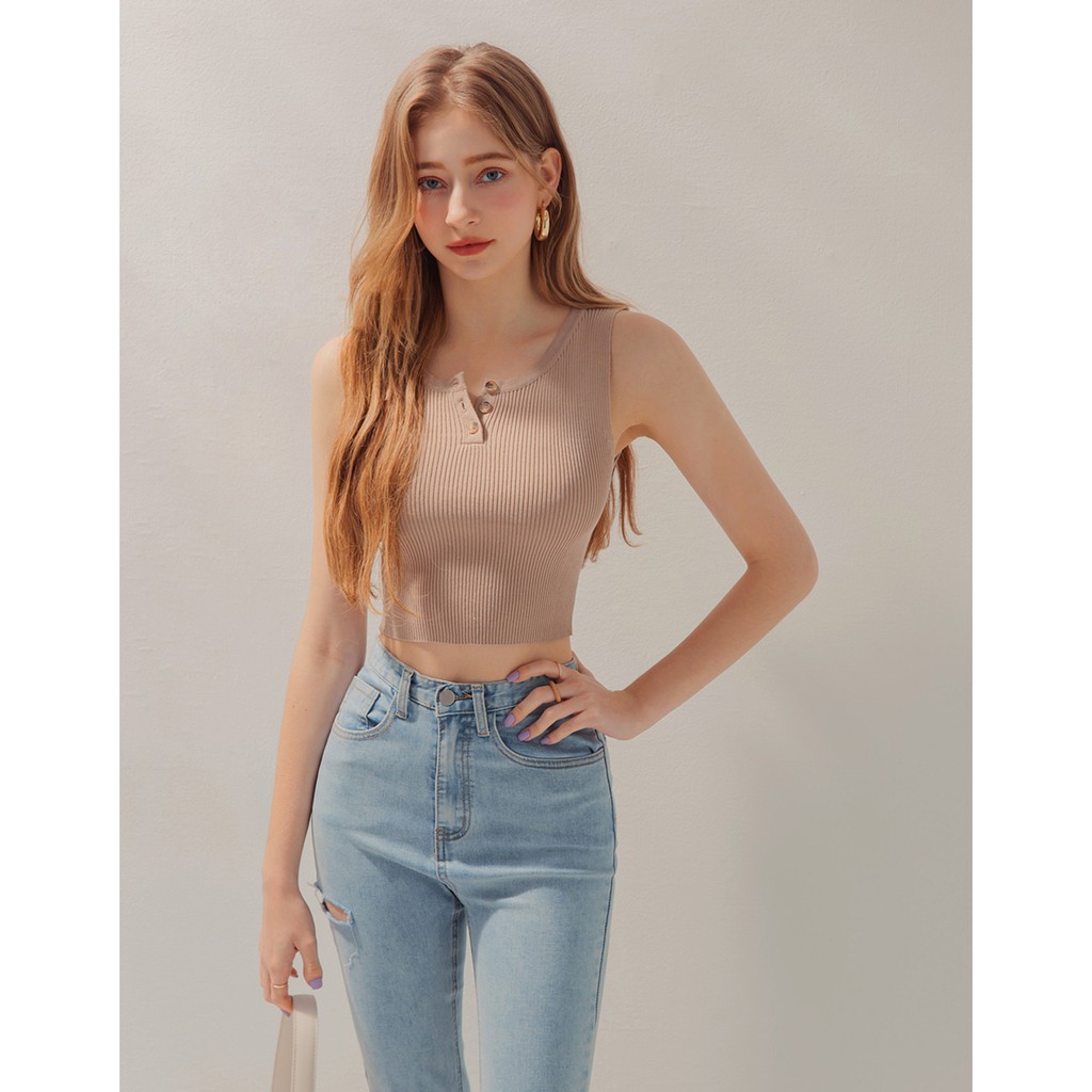 Áo không tay dáng ngắn cổ cài nút nữ Air Space 2110121005 | BigBuy360 - bigbuy360.vn