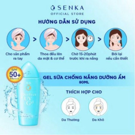 Gel Sữa Chống Nắng Dưỡng Ẩm Senka Perfect UV Gel SPF 50+/PA++++ EQ5