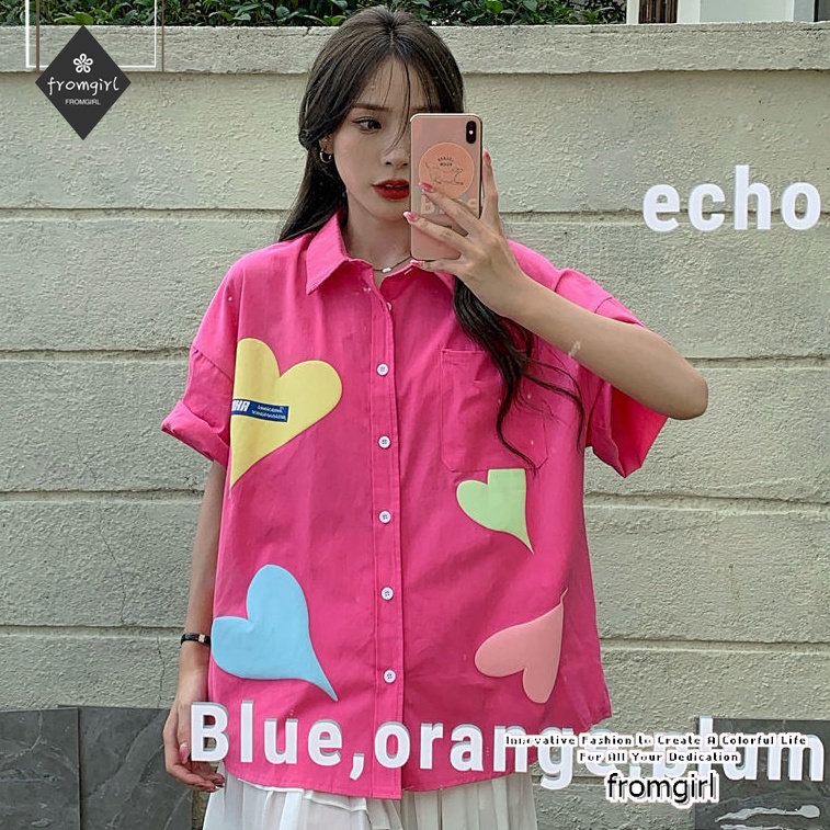 Áo sơ mi tay lửng dáng rộng thời trang mùa hè