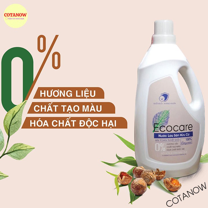 Nước Lau Sàn Hữu Cơ Bồ Hòn Ecocare 1 lít Sả Chanh Đuổi Muỗi Chống Trơn Sàn COTANOW