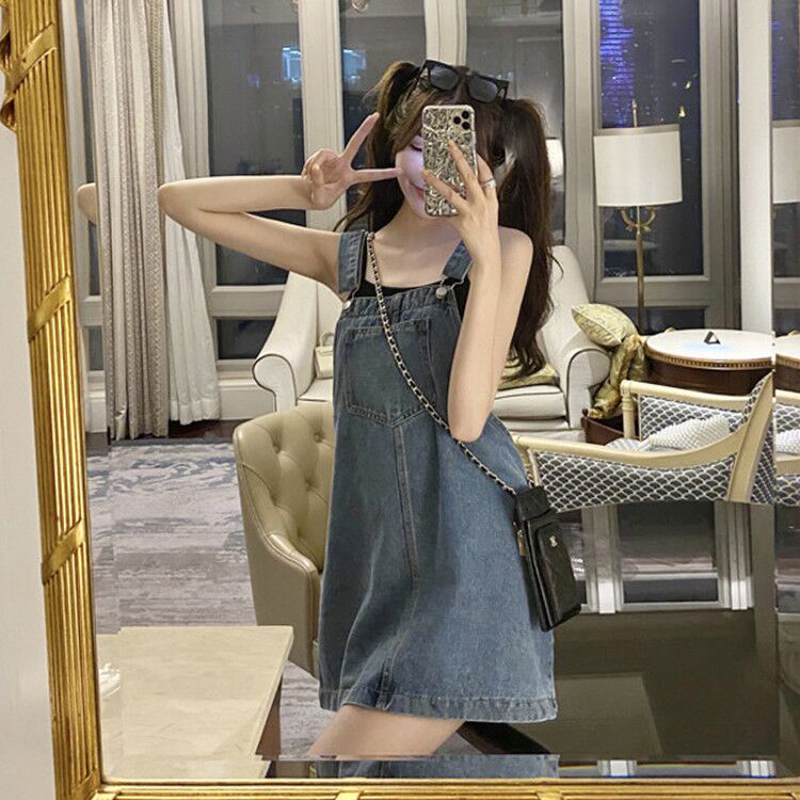 Đầm Yếm Bằng Denim Phong Cách Hàn Quốc Thời Trang 2021