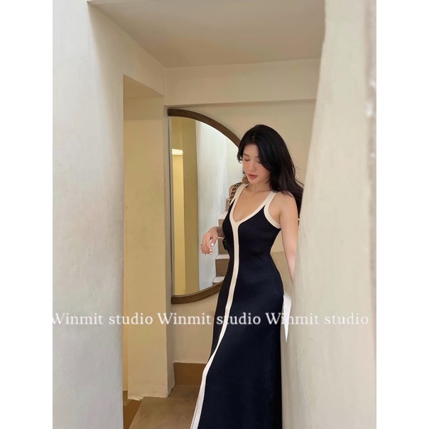 Váy 2s Len Tăm Dày Dặn - Đầm Body Dáng Dài Cổ V Sexy Kèm Ảnh Thật | Winmit.studio