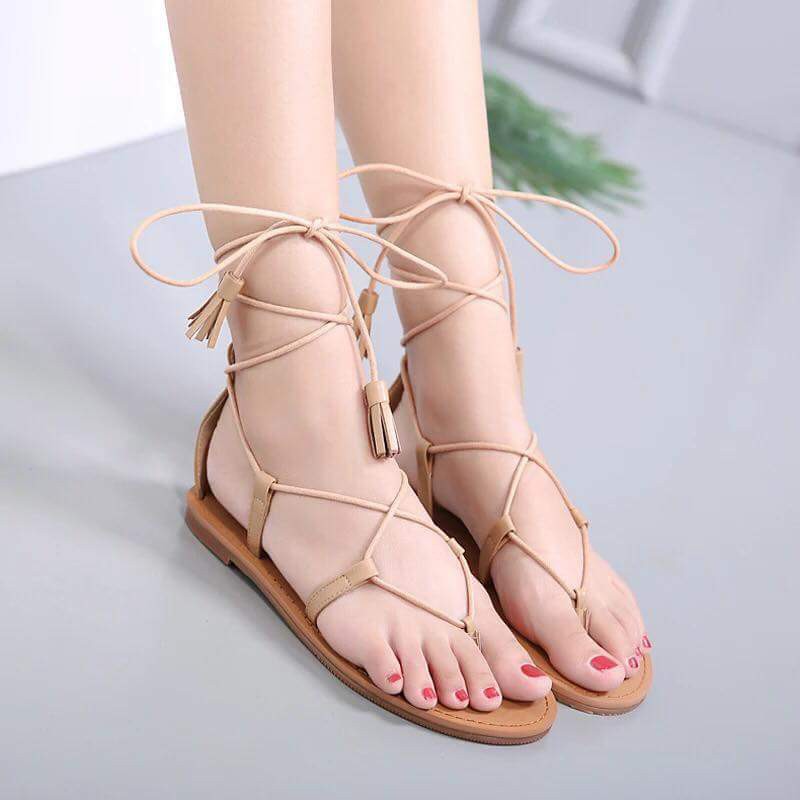 Sandal buộc dây tua rua sợi nhỏ vintage đi biển - Giá Siêu Rẻ