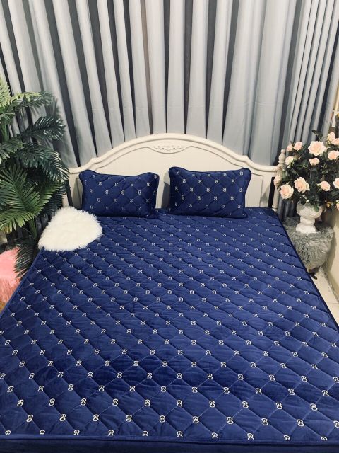 Bộ ga gối nỉ nhung muji trần thêu cao cấp( hàng xuất nhật) | BigBuy360 - bigbuy360.vn