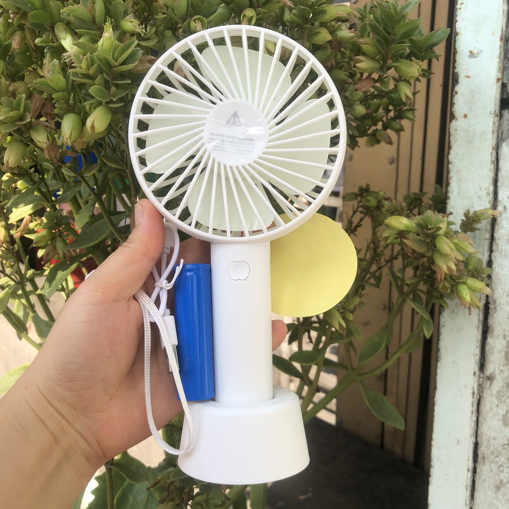 Quạt Sạc Tích Điện USB mini Fan - Kèm Pin và Cáp sạc và Chân đế