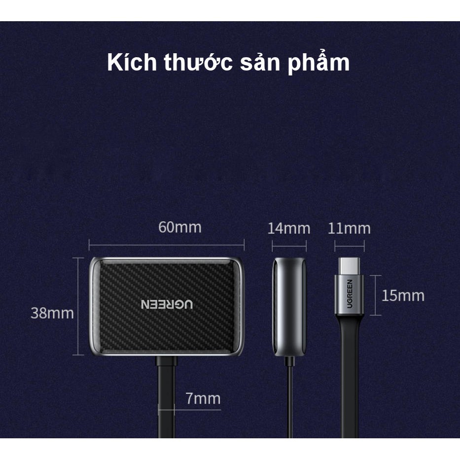 [Mã 2404EL10K giảm 10K đơn 20K] Bộ chuyển đổi USB type C sang HDMI và VGA cao cấp UGREEN 70549