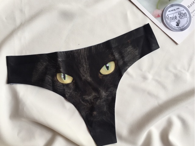Quần Lót Lọt Khe Không Đường May Hoạ Tiết Mèo P130