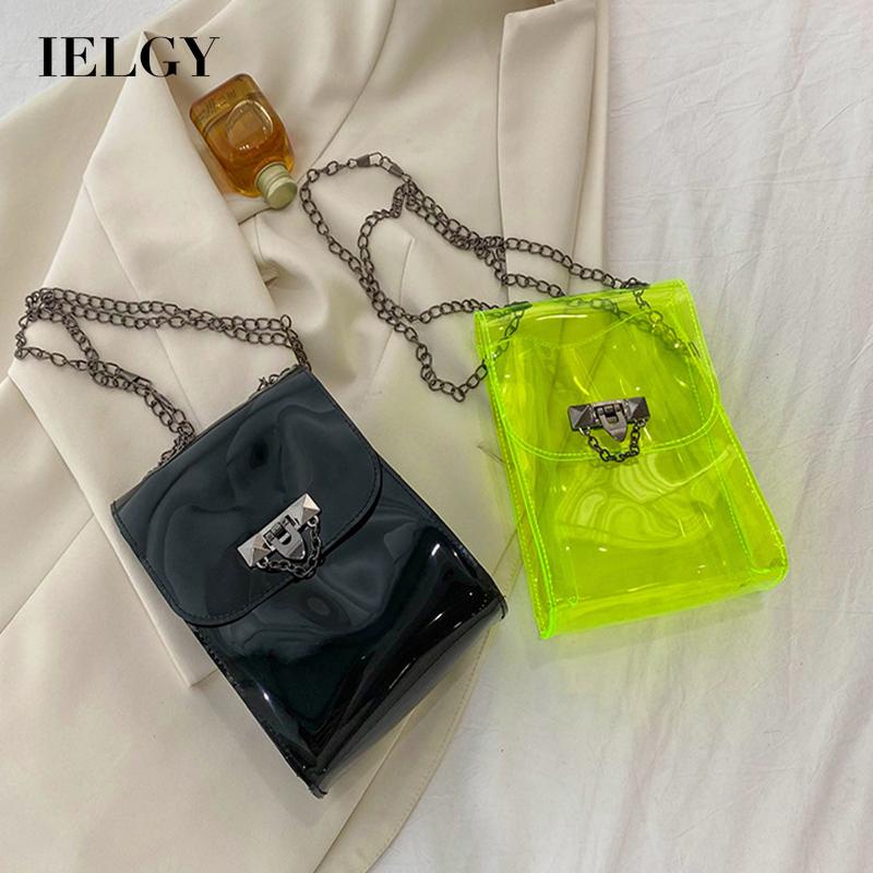 Túi đeo chéo IELGY hình vuông màu kẹo có khóa gài thời trang đường phố cao cấp