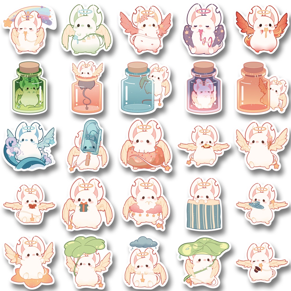 Set 50 Miếng Dán Trang Trí Laptop Chống Nước Không Lặp Lại Hình Chuột Hoạt Hình Dễ Thương