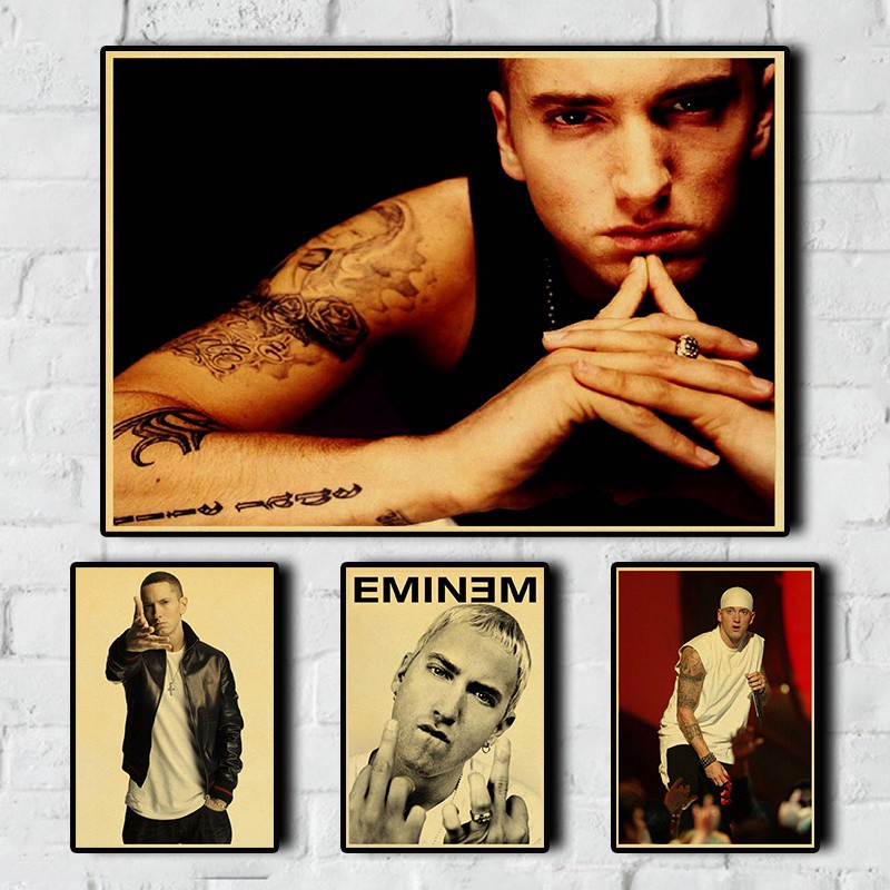 Ca Sĩ Vintage Eminem Poster Giấy Kraft Retro Poster Cho Gia Đình / Thanh / Sống Tranh Chất Lượng Tốt