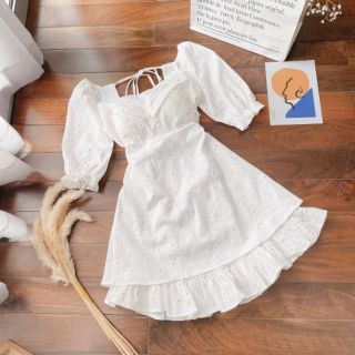 Đầm Hoa Cúc Nhí Trắng - Đầm Xinh - Ảnh THẬT SHOP TỰ CHỤP | Gen_X Shop |