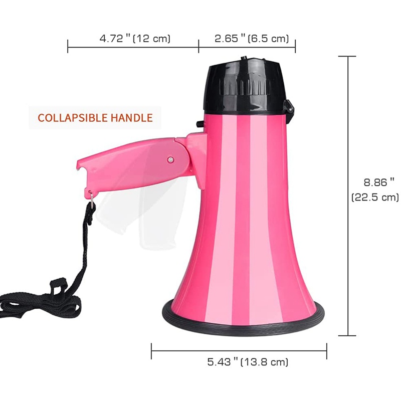 Loa Megaphone 25 Watt Nhỏ Gọn PA Bullhorn Tích Hợp Siren Ghi Âm Giọng Nói