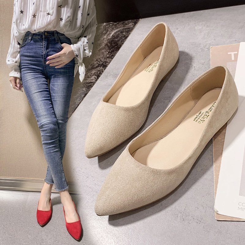 Giày búp bê bằng da lộn thời trang cho nữ