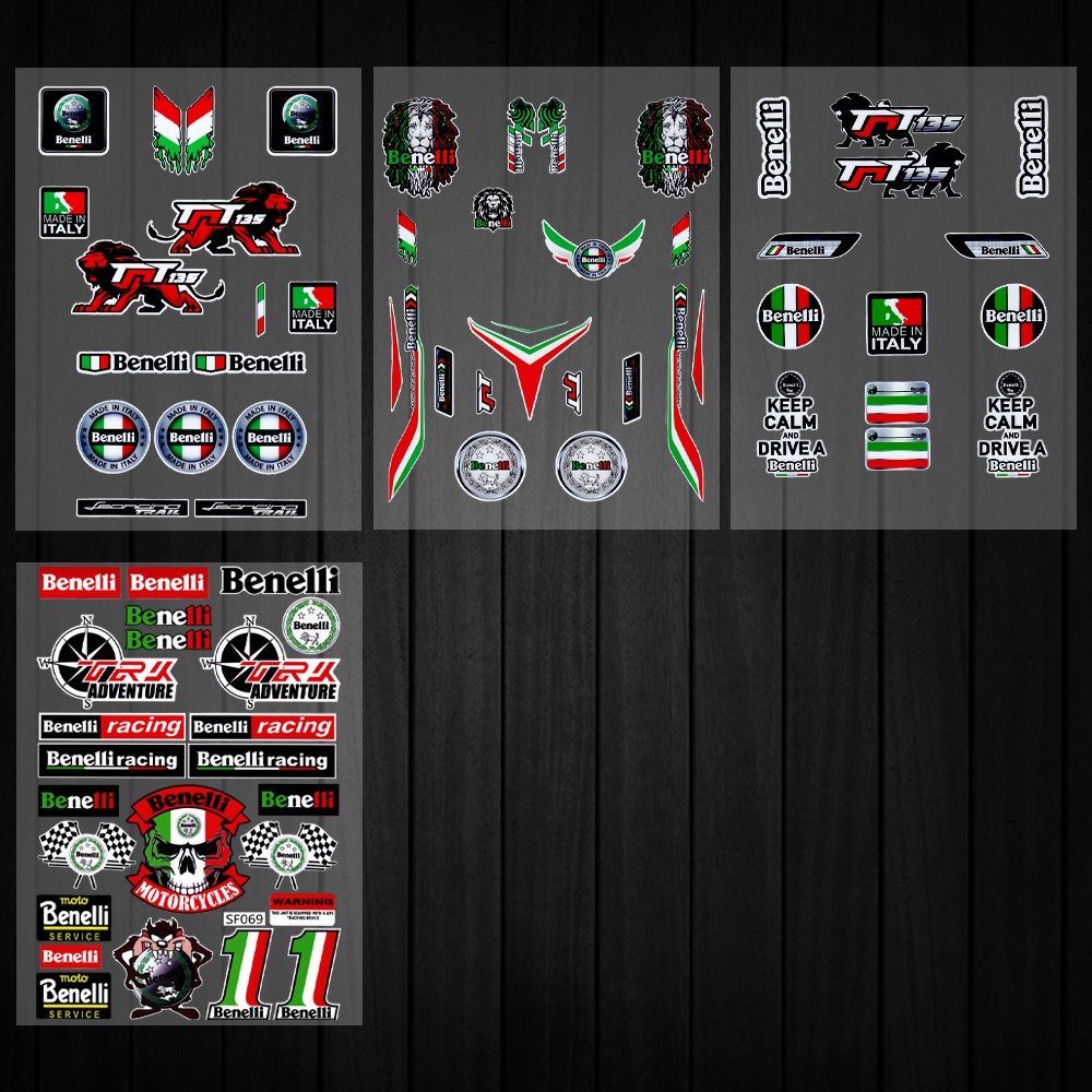 Bộ miếng dán logo Benelli trang trí xe hơi / xe máy màu laser phản quang