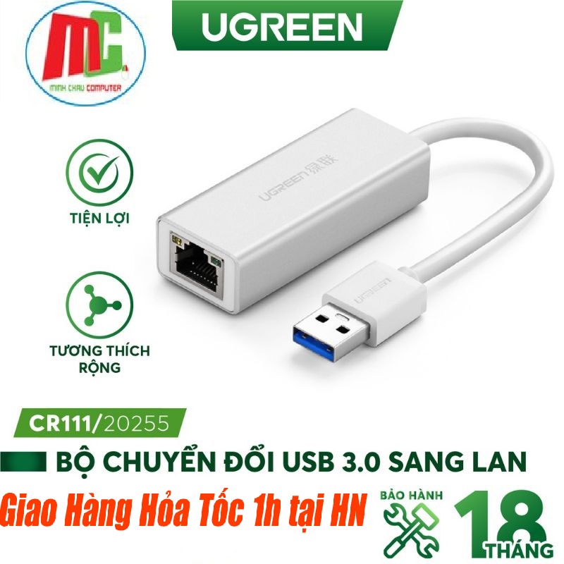 Cáp Chuyển USB 3.0 Sang LAN Gigabit 10/100/1000 Ugreen 20255 - Hàng Chính Hãng